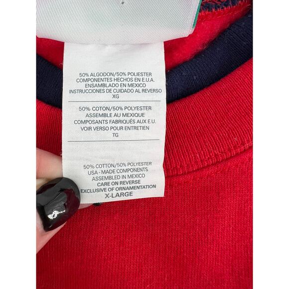 Vintage Christmas Sweatshirt Womens Extra Large Red Snowman Embroidered Holiday - Picture 7 of 9